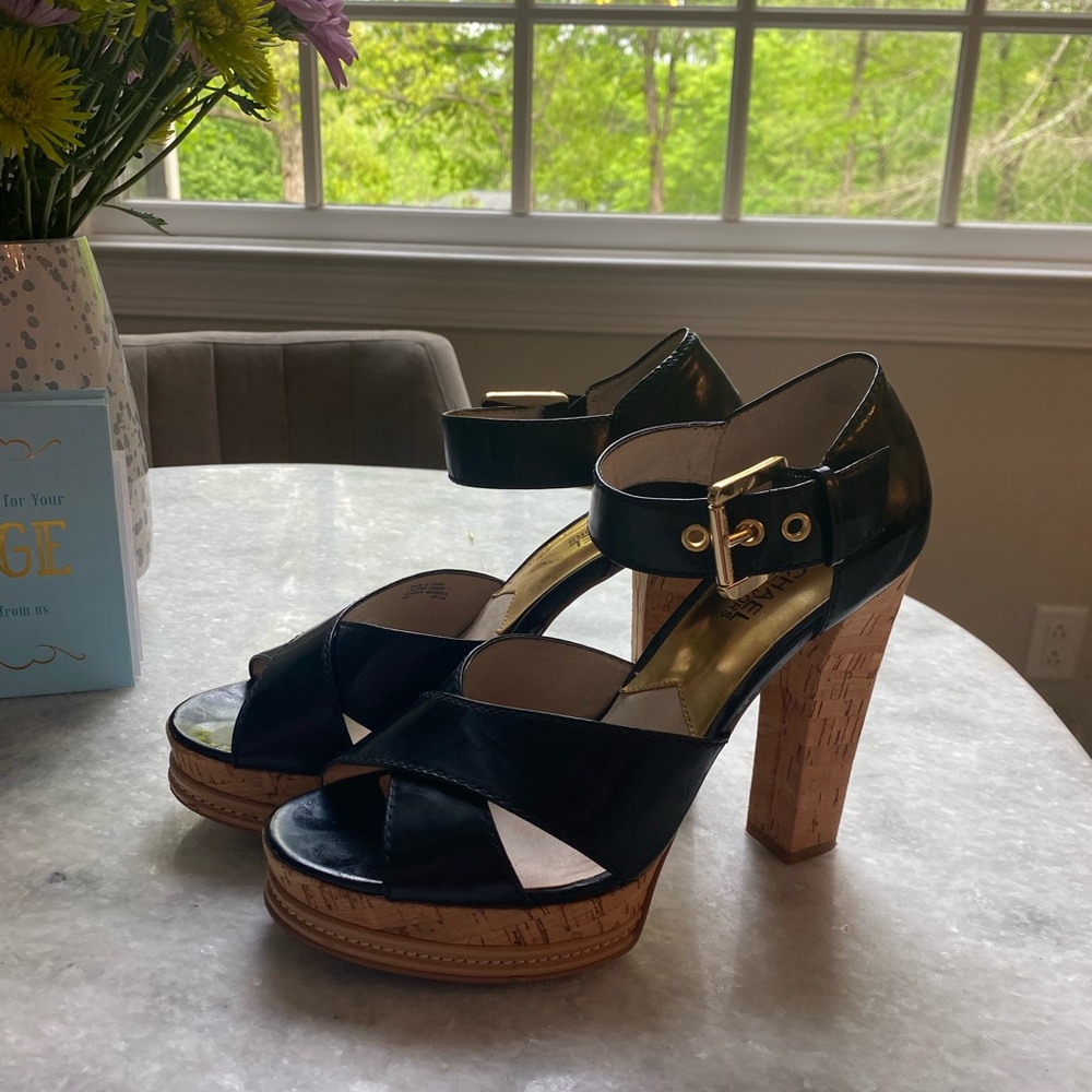 Michael Kors Leather Cork Heel, Size 8
